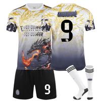 Paaugliams Vaikams Suaugusiems Futbolo Apranga Sportinis Treniruočių Džersio Rinkinys su Kojinėmis 24/25 Real Madrid Drakono Rašto Kostiumas #9Mbappé 16