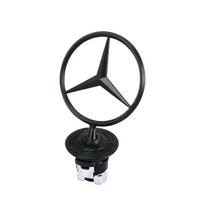 Metalinis automobilio variklio dangčio ženklelis Priekinis chromuotas logotipas Variklio dangčio žymėjimas Mercedes Benz C E S klasės W204 W205 W212 W213 W211 W220 W222 W223 juoda