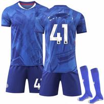 Paaugliams Vaikams Suaugusiems Futbolo Apranga Sportinio Treniruočių Džersio Rinkinys Su Kojinėmis 25/26 Chelsea Namų #41 Estêvão 16 įvairiaspalvis
