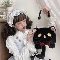 Plush Large Capacity Plush Bag Cat Shaped Lovely Lolita Bag Cute Handheld Crossbody Bag  Lady KTB balta