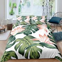 Tamsiai žalias boho užvalkalas antklodei Tropinis botaninis patalynės komplektas Abstrakčios vidurio amžiaus palmių lapų antklodžių užvalkalai Augalų namų kambario dekoras EU Single(135*200cm)3pcs