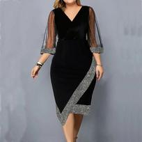 L-5XL Dydžio Suknelė Moterims Didesnio Dydžio Juoda Vestidos Formali Proginė Suknelė Elegantiškas Ilgas Sijonas Šventės Moteriški Drabužiai XS juoda
