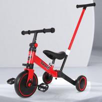 Saugūs vaikiški paspirtukai Nešiojami neslystantys 3 ratų balansiniai dviračiai vaikams nuo 1 iki 3 metų Lengvi pedaliniai dviračiai su stūmimo rankena raudona