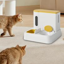 Automatic Cat Feeder 1L Drinker 2.8L 2 in 1 Design Feeding Station and Water geltona