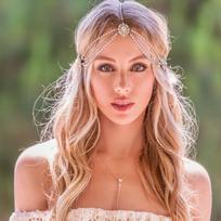Head Chain Rhinesnes Sparking Fhion Glamorous Layered Boho Headpiece Headband Headwear for Bridal sidabras