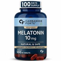 Carbamide Forte Melatoninas 10 mg Miego papildas ramiam, giliam miegui 100 veganiškų tablečių
