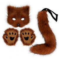 Rankų darbo dirbtinio kailio kaukė lapės kaukė rankų darbo dirbtinio kailio katės lapės maskarado rinkinys Helovino vakarėliui Cosplay Therian ruda