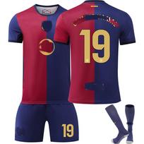 Paaugliams Vaikams Suaugusiems Futbolo Apranga Sportiniai Treniruočių Marškinėliai su Kojinėmis 24/25 Barça Namų #19 Lamine Yamal 16