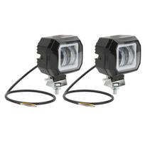 20 W 6500K LED Square Light Bar Spotlight DRL Angel Eyes Side Positioning Fog Lights for Trucks Off Road SUV ATV Yellow
