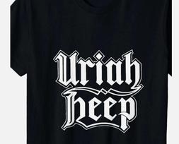 PAPRASTI MARŠKINĖLIAI Juodi marškinėliai su „Uriah Heep“ logotipu Unisex marškinėliai Visų dydžių S-5XL Unisex marškinėliai XL