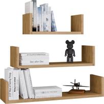 3 dalių sieninė lentynų komplektas TopEshop Mobi, ąžuolo spalva, 80 cm