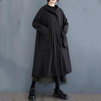 Ilgo rankogalio, oversized, vintažinis, juodas, su gobtuvu, laisvas, kasdienis, rudens, pavasario lietpaltis moterims, viršutinis drabužis