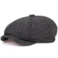 Klasikinio retro dizaino ševrono vilnonės kepurės vyrams ir moterims plokščios beretės kepurė snapback kepurė rudens ir žiemos Jungtinės Karalystės dailininko newsboy kepurės L ruda
