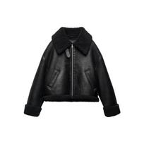 Zara W Series Reversible Biker Style Hooded Jacket Women jackets Black 03548245800-33 XS