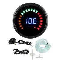 Universalus turbokompresoriaus slėgio matuoklis Voltmeteris 52mm LED skaitmeninis ekranas 12V 2 viename matuoklis Juodas ciferblatas