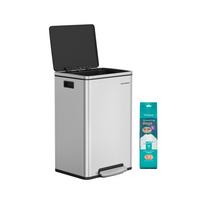 Šiukšliadėžė su dangčiu, 50 l, sidabrinė