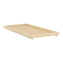 Natūralios spalvos iš pušies masyvo viengulė lova be galvūgalio su lovos grotelėmis 90x200 cm Dock – Karup