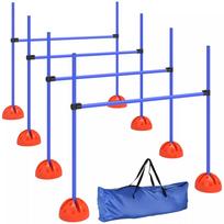 4 dalių šunų agility rinkinys su 4 kliūtimis ir nešimo krepšiu šuolių treniruotėms, mėlynas
