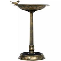 Paukščių girdykla, paukščių vonia su statulėle, gėlių motyvas, 2 baseinai, plastikas, senovinis stilius, 50B x 72H cm, bronzos spalvos