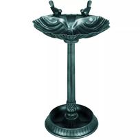 Paukščių girdykla, paukščių vonia su statulėlėmis, 2 baseinai, plastikas, senovinis stilius, 49,5L x 38B x 81H cm, tamsiai žalia