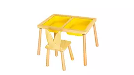 Vaikiškas stalo komplektas, Hanah Home, stalas ir kėdė, geltona