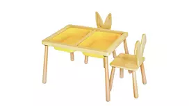 Vaikiškas stalo komplektas, Hanah Home, stalas ir 2 kėdės, geltona