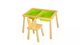 Vaikiškas stalo komplektas, Hanah Home, stalas ir kėdė, žalia