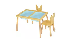 Vaikiškas stalo komplektas, Hanah Home, stalas ir 2 kėdės, mėlyna