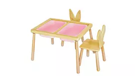 Vaikiškas stalo komplektas, Hanah Home, stalas ir 2 kėdės, rožinė