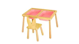 Vaikiškas stalo komplektas, Hanah Home, stalas ir kėdė, rožinė
