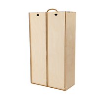 Medinė dėžė 2 vyno buteliams su atskirais skyriais ir drožlėmis 36×20×10 cm