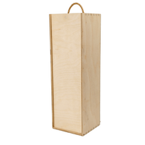 Medinė dėžė šampano buteliui su virvele ir drožlėmis 36x10x10 cm