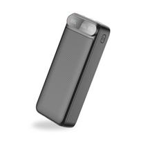 Greitojo įkrovimo išorinė baterija FIT2 K52-6 20000mAh 22.5W su įmontuotais kabeliais, juoda