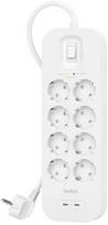 „Belkin“ 900J ilgio viršįtampių apsauga, 8 „Schuko“ lizdai, 2 x USB-C PD 30W, 2 m