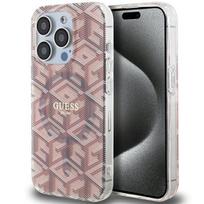 GUESS case for IPHONE 15 Pro compatible with MagSafe GUHMP15LHGCUSTGP (IML GCUBE) in pink