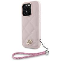 Karl Lagerfeld Quilted Initial Logo  AND  Chain Strap Case for iPhone 16 Pro, pink