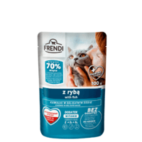 Frendi šlapias maistas katėms – gabaliukai padaže su žuvimi, 100 g