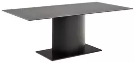 Marbella dining table, Top ceramic black Fairba., Base steel matt black, 200x100x75.5 cm