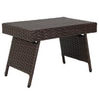 Costway sulankstomas kavos staliukas lauko šoninis staliukas su PVC viršumi 60 x 40 x 40 cm ruda