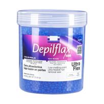 Elastingas vaškas depiliacijai, žemos lydymosi temperatūros, Depilflax 100 perlamutrinis violetinis 600g