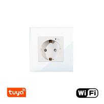 Kištukinis lizdas FEELSPOT FSSR1W-KW WiFi, Vienvietis, Baltas su stikliniu rėmeliu
