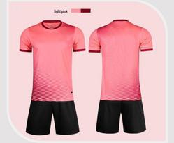 Unisex Football Team Uniform: Breathable Short-Sleeved Training Set for Adults & Kids L šviesiai rausvos spalvos