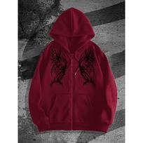 Men'S Gothic Dark Style Print Zip-Up Hoodie, a Fashionable Streetwear Choice Perfect for Casual Occasions, Ideal for Pairing with Trendy Outfits S