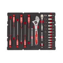 35-ių dalių terkšlės ir atsuktuvų rinkinys MILWAUKEE Packout stalčiui 1/4"