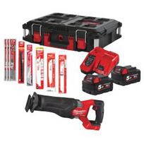 Akumuliatorinis tiesinis pjūklas su pjūkleliais MILWAUKEE M18 FSZ100P-502P