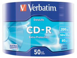 Verbatim Matricas CD-R Data Life 700MB 1x-52X Extra Protection 50-Pack Wrap Spindle