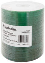 Verbatim CD-R Discs 700MB 1x-52X No ID Thermal Printable 100-Pack Wrap Spindle