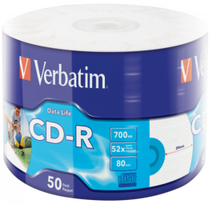 Verbatim Matricas CD-R Data Life 700MB 1x-52X Inkjet Printable 50-Pack Wrap Spindle