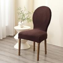 Sustorinta žakardinė prancūziško kaimo stiliaus apsauga nuo dulkių kėdei viešbučiui, namams ir restoranui - su apvaliu atlošu. French Country Dining Chair Cover kava