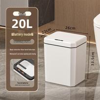 Išmanus automatinis indukcinis šiukšliadėžė - Bekontaktis, kvapams atsparus, prabangus laikymo kibiras vonios kambariui 20L Battery Version white